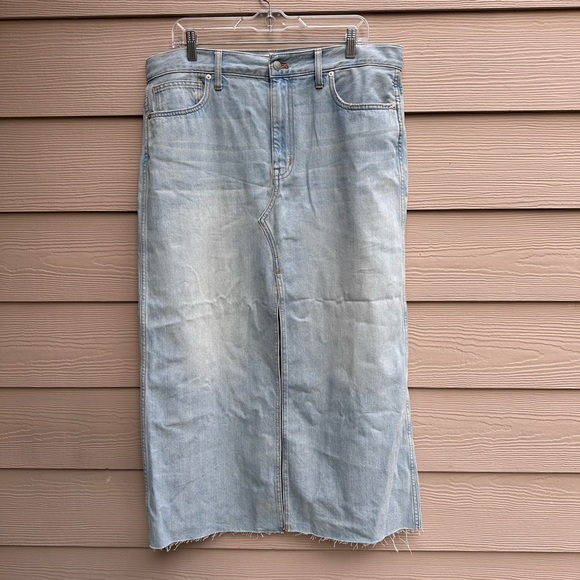 Madewell Denim Skirt Womens High Waist Front Slit Maxi Long Skirt Sz 32 (A24) - Picture 1 of 10